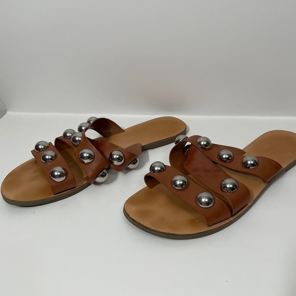 Marc Fisher Bryte2 Leather Open Toe Slide Sandals - Picture 2 of 9